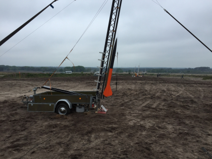 Intimidator 5 in the launch rail ready for it\'s fifth launch on a experimental M-motor